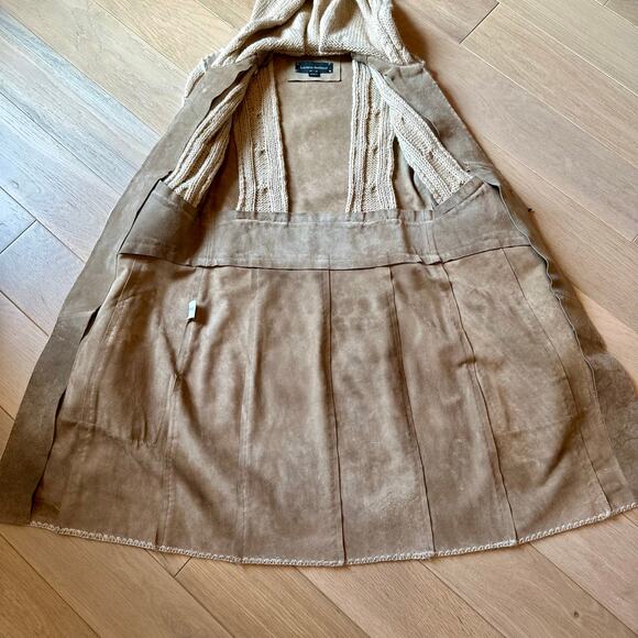 Luciano Abitboul Long Sweater Jacket Boho Leather Wool - Picture 5 of 12